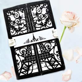 Eiffel Tower Logo Laser Cut Wedding Invitation Suite